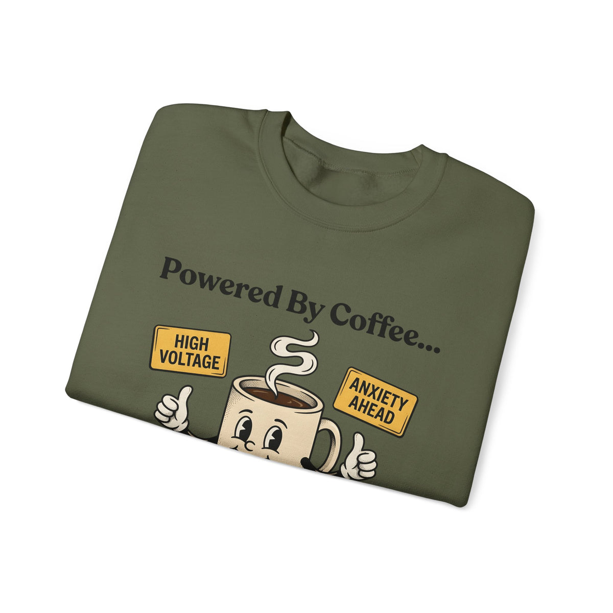 Coffee Cup Mascot Sweatshirt Coffee Jokes Gift Women Comic Sweatshirt Sweatshirt Sweatshirt Caffeine Fan Cartoon Sweatshirt Humor Graphic Retro Caution Symbols Sweatshirt