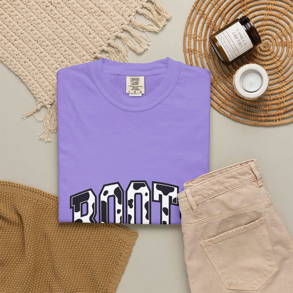 Varsity Cow Print T-Shirt Western Outdoors Gift Women Strong T-Shirt Cowhide T-Shirt Rodeo Fan Country T-Shirt Wilderness Graphic Old School