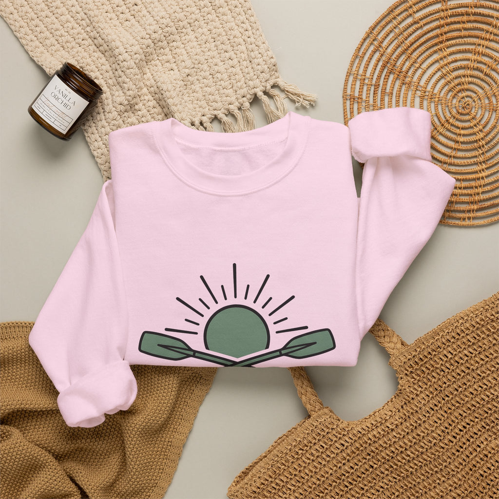 Crossed Canoe Paddles Sweatshirt Kayaking Nature Gift Women Hand Drawn Sweatshirt Paddles Sweatshirt Kayaker Enthusiast Illustrated Design Outdoor Graphic