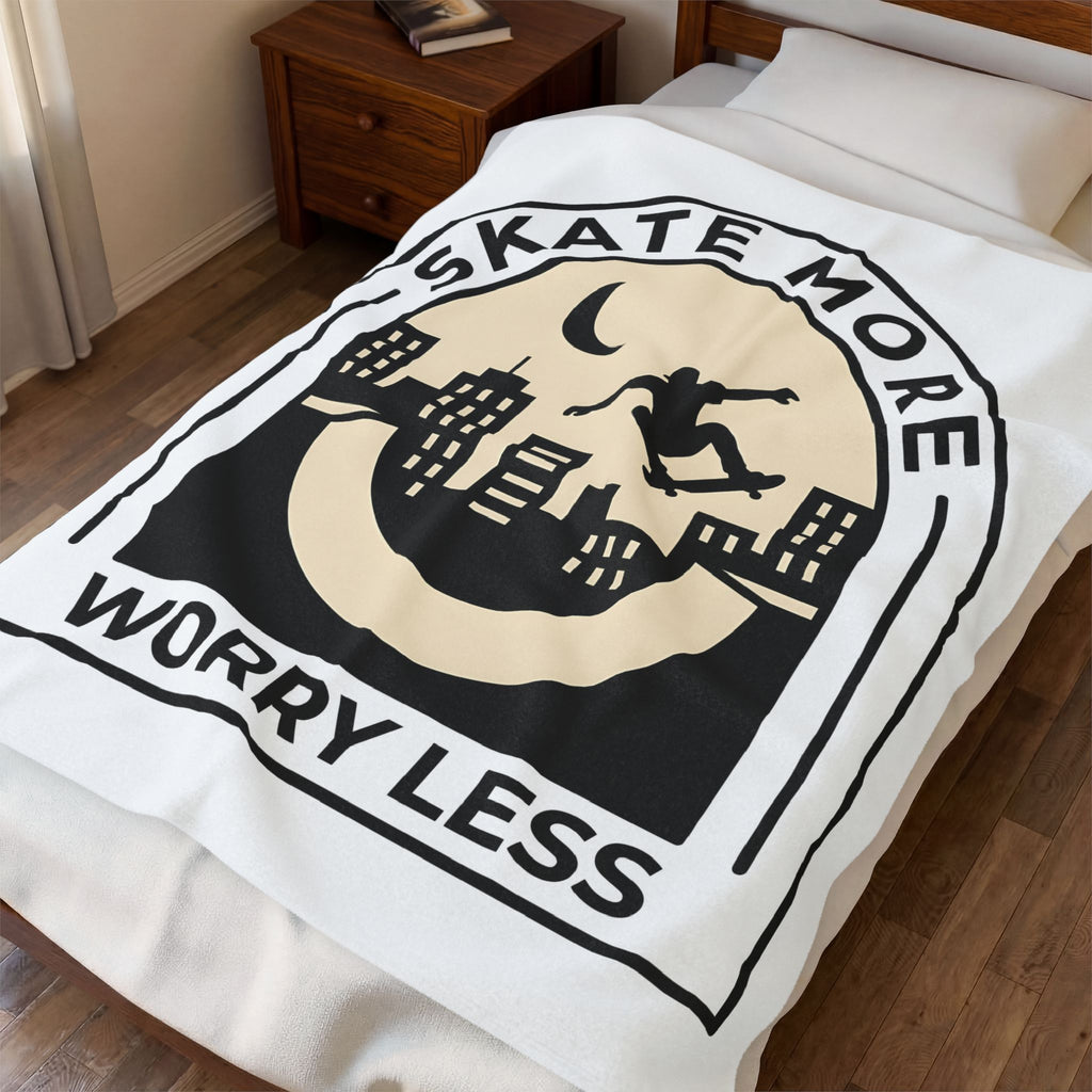 Skate Silhouette Blanket Skateboarding City Gift Women Modern Graphic Blanket Skater Blanket Sk8 Fan Urban Graphic Design Illustration Vintage