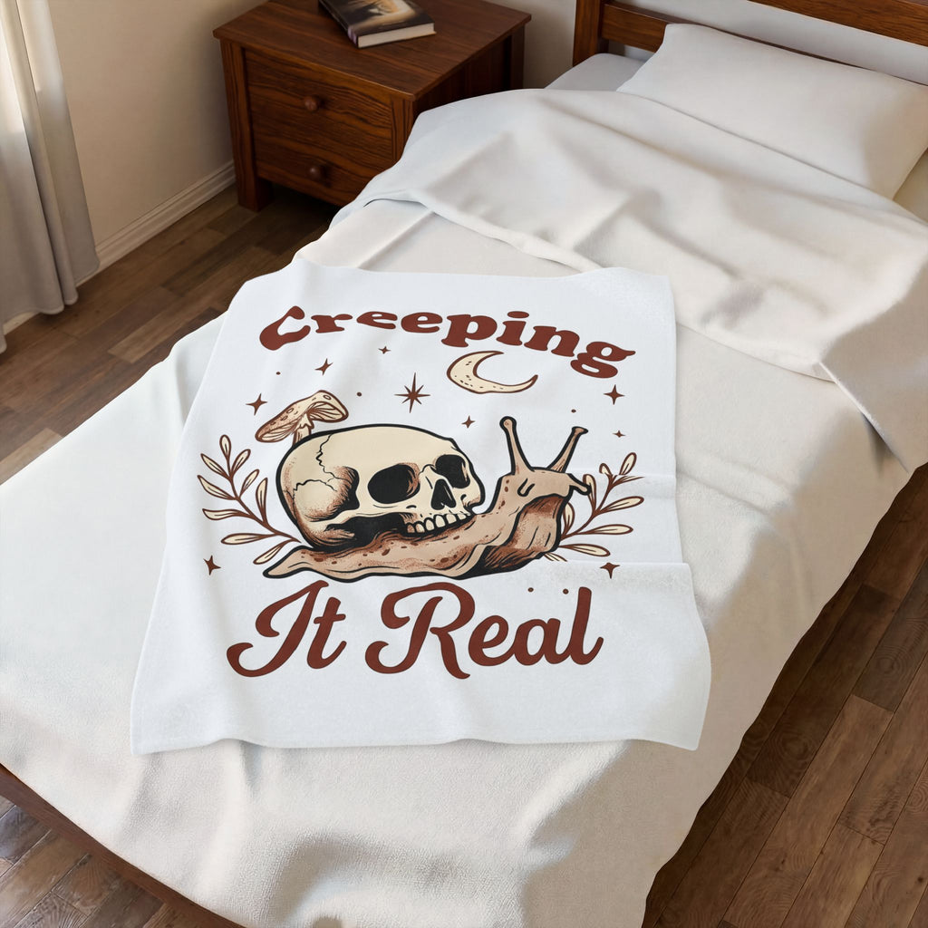 Skeleton Snail Blanket Halloween Horror Gift Women Retro Blanket Snail Blanket Horror Fan Creepy Graphic Blanket Sketch Toadstool Blanket