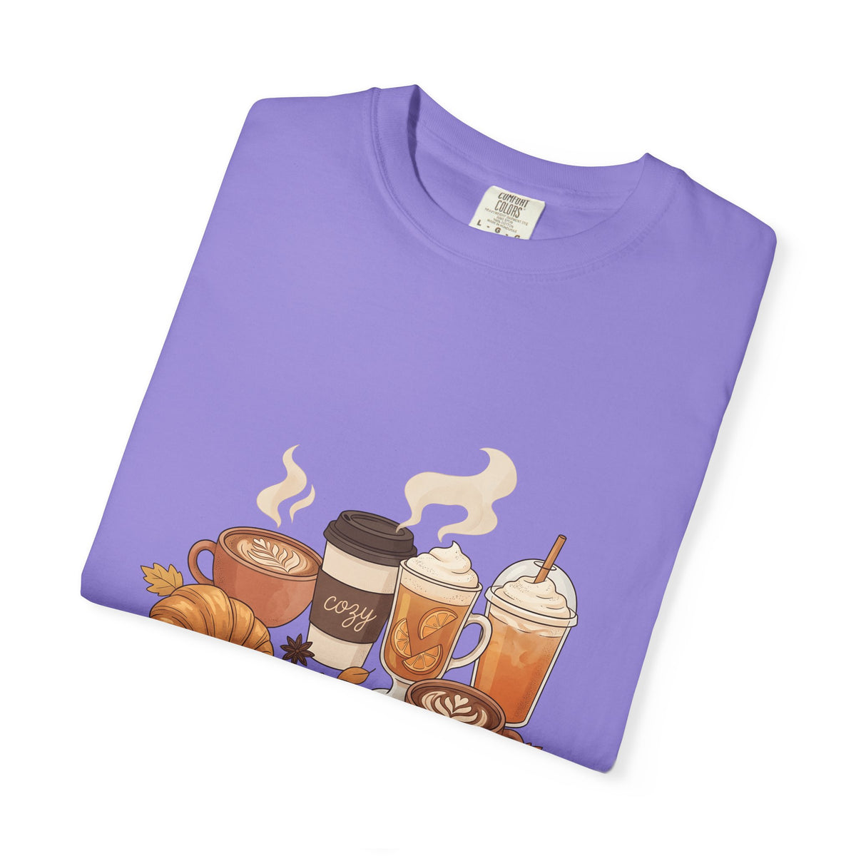 Espresso Drinks T-Shirt Coffee Harvest Gift Women Cartoon T-Shirt Coffee T-Shirt Coffee Fan Illustrated Graphic Autumn Design Line Art Baked Goods