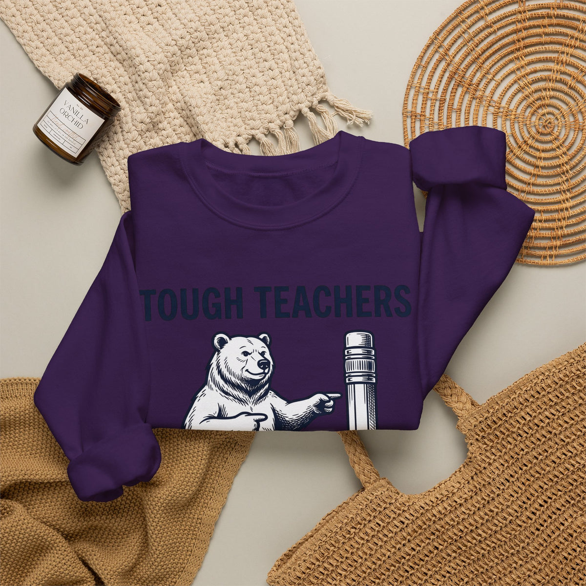 Bear Pen Sweatshirt Teachers Wildlife Gift Women Sketch Sweatshirt Pen Holder Sweatshirt Educator Enthusiast Drawing Illustration Retro Classroom Sweatshirt