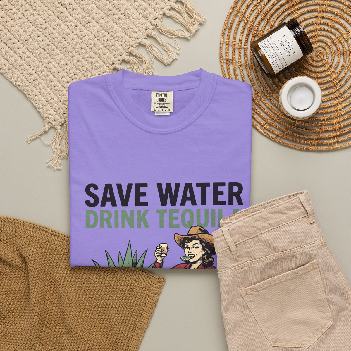 Cowgirl Graphic T-Shirt Cowgirl Tequila Gift Women Vintage T-Shirt Western T-Shirt Cowboy Fan Retro T-Shirt Spirits Graphic Tequila Illustration