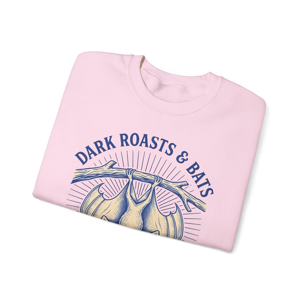 Flying Bat Coffee Sweatshirt Coffee Fauna Gift Women Classic Sweatshirt Coffee Drink Sweatshirt Coffee Fan Wildlife Graphic Sweatshirt Line Art Perch Branch