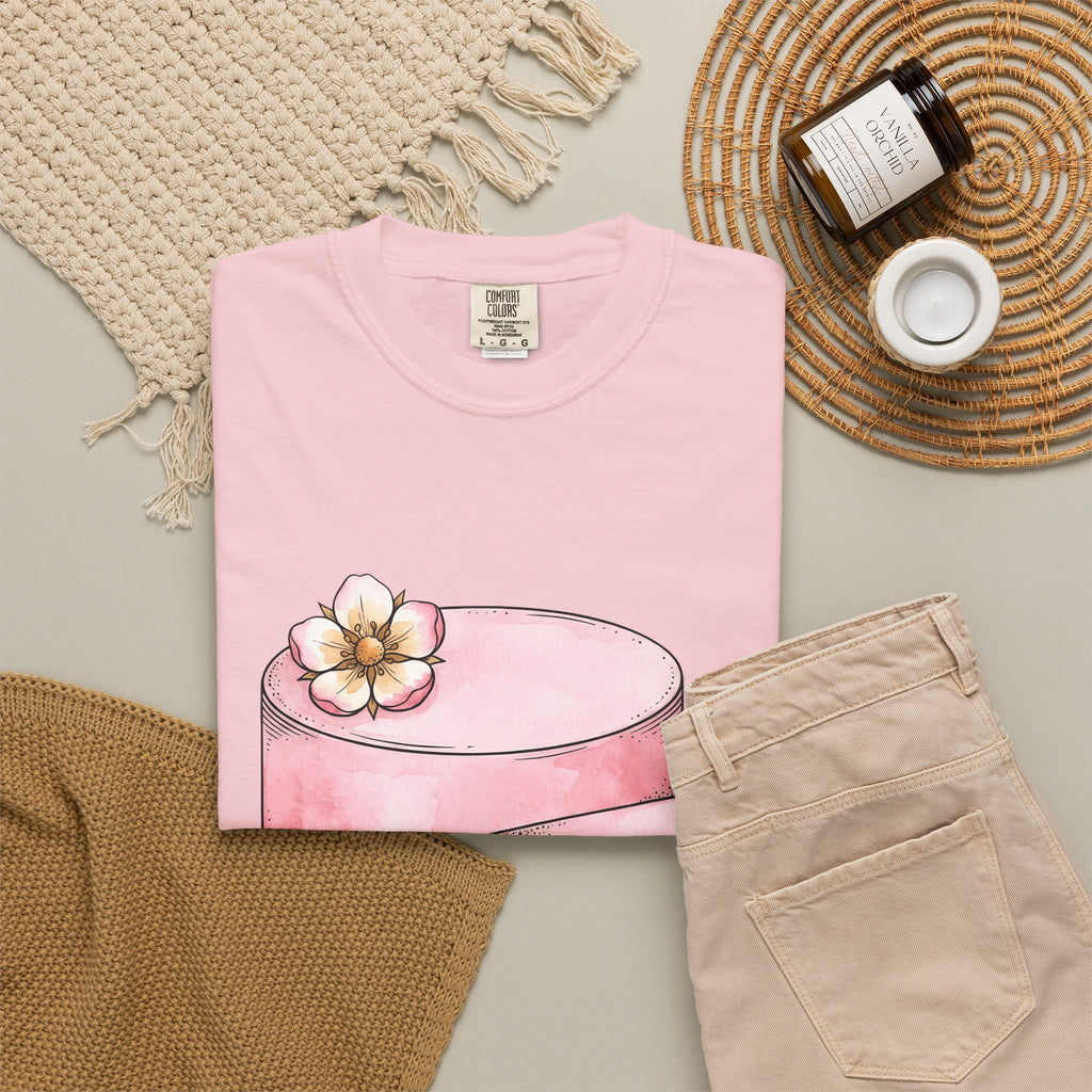 Layered Cake T-Shirt Desserts Pastries Gift Women Illustration T-Shirt Cake T-Shirt Sweets Fan Drawing Design Line Art Floral T-Shirt