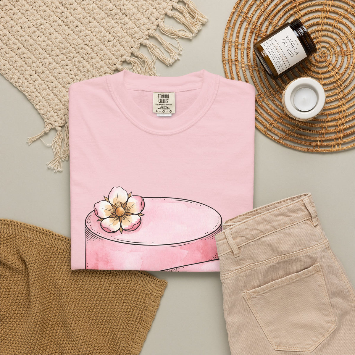 Layered Cake T-Shirt Desserts Pastries Gift Women Illustration T-Shirt Cake T-Shirt Sweets Fan Drawing Design Line Art Floral T-Shirt