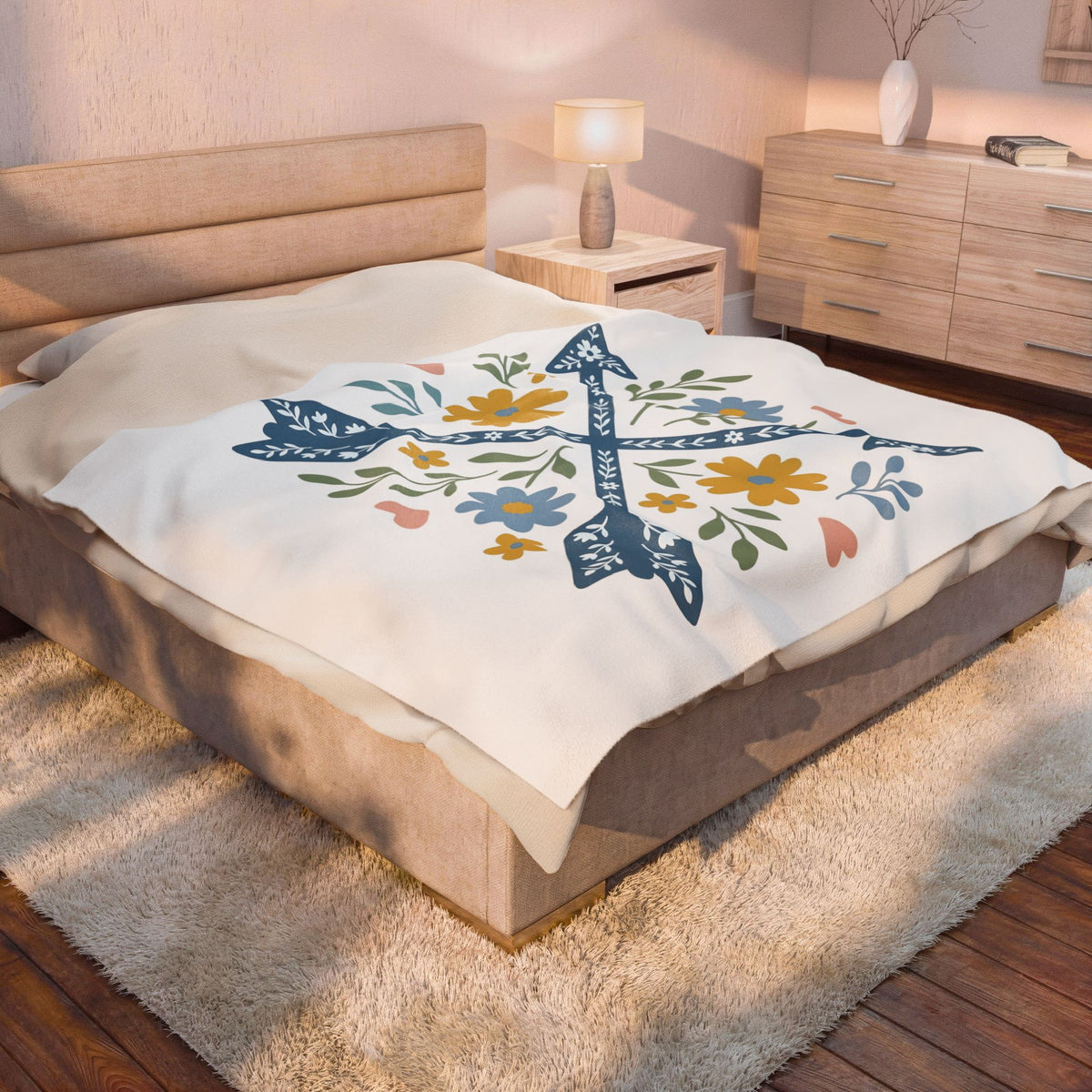 Crossed Arrows Blanket Cowgirl Country Gift Women Folk Blanket Quivers Blanket Rodeo Fan Quilt Design Southwestern Wildflowers Blanket