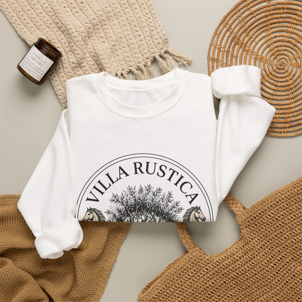 Horse Tree Sweatshirt Vineyard Equestrian Gift Women Vintage Sweatshirt Equine Sweatshirt Winery Enthusiast Retro Sweatshirt Horseback Graphic Hand Drawn Olive