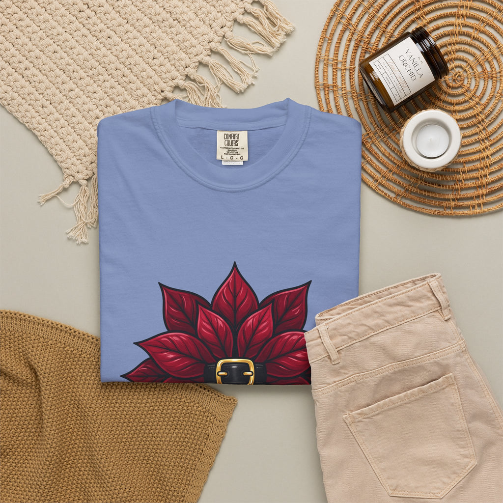 Poinsettia Flower T-Shirt Christmas Floral Gift Women Cartoon T-Shirt Christmas Flower T-Shirt Christmas Fan Comic T-Shirt Floral Graphic Bold