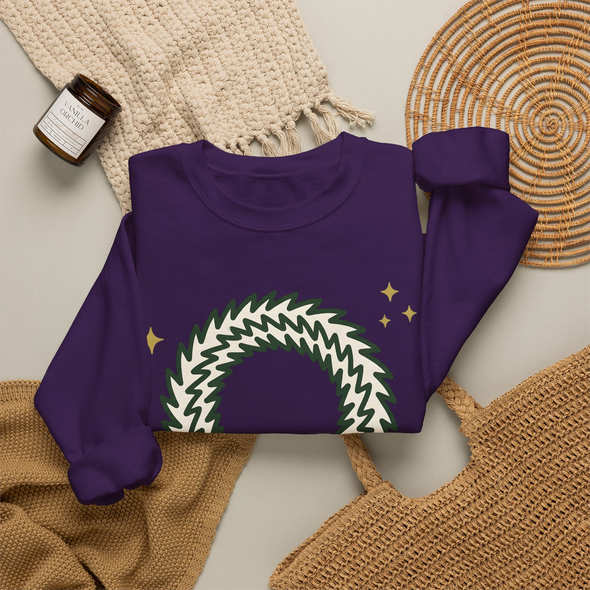 Holiday Wreath Sweatshirt Christmas Seasonal Gift Women Simple Sweatshirt Wreath Sweatshirt Xmas Fan Minimalist Sweatshirt Seasonal Graphic Sketch Red Ribbon