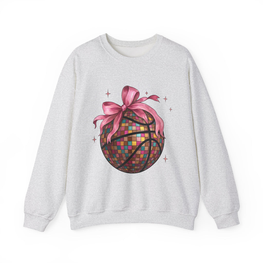 Basketball Disco Ball Sweatshirt Moms Sports Gift Women Whimsical Sweatshirt Disco Ball Sweatshirt Mom Fan Whimsy Sweatshirt Athlete Graphic Watercolor Pink