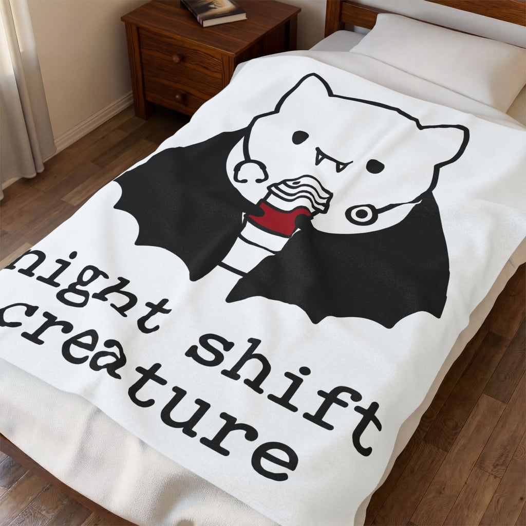 Vampire Coffee Blanket Blanket Nurses Fall Gift Women Cartoon Blanket Coffee Cup Blanket Nurse Enthusiast Comic Blanket Autumn Graphic Clean Nurse