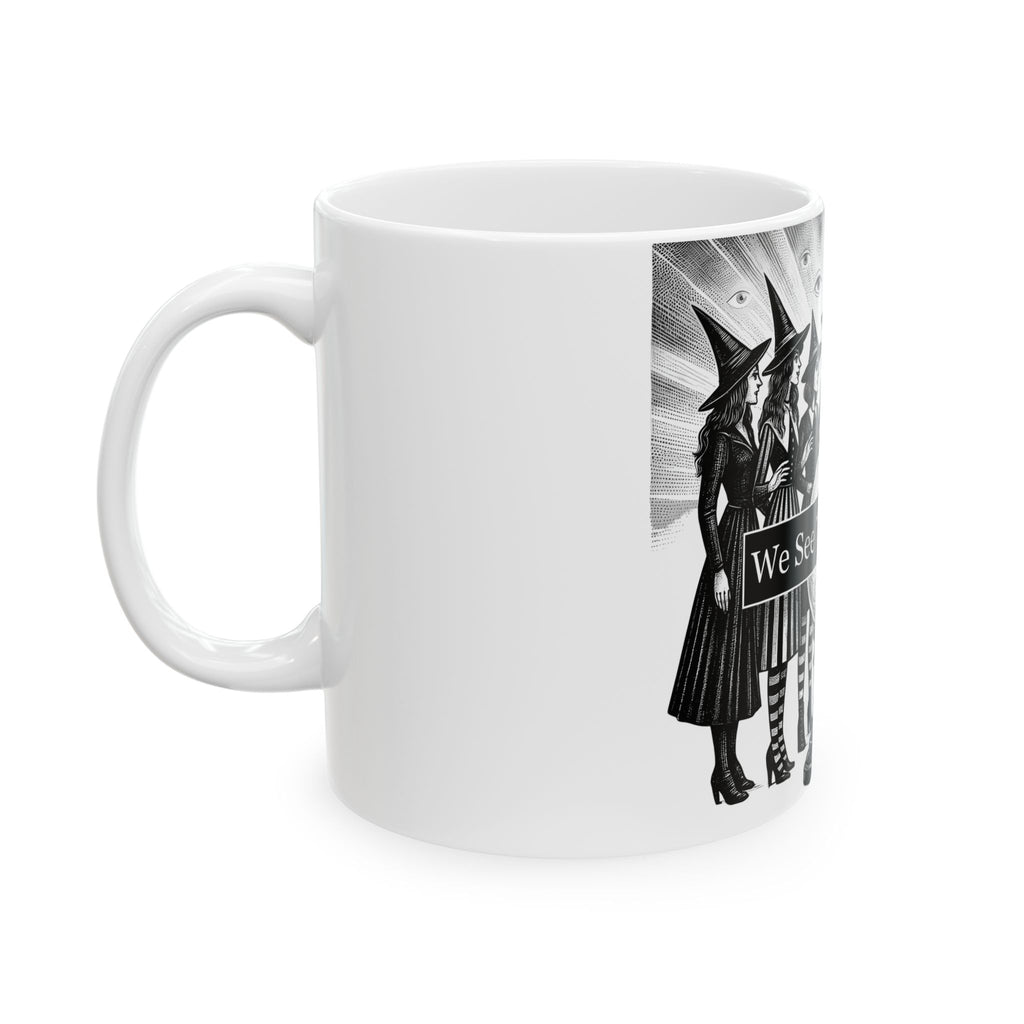 Witches Circle Mug Halloween Supernatural Gift Women Eerie Mug Coven Mug Horror Fan Occult Graphic Mug Classic Fortune Ball Mug