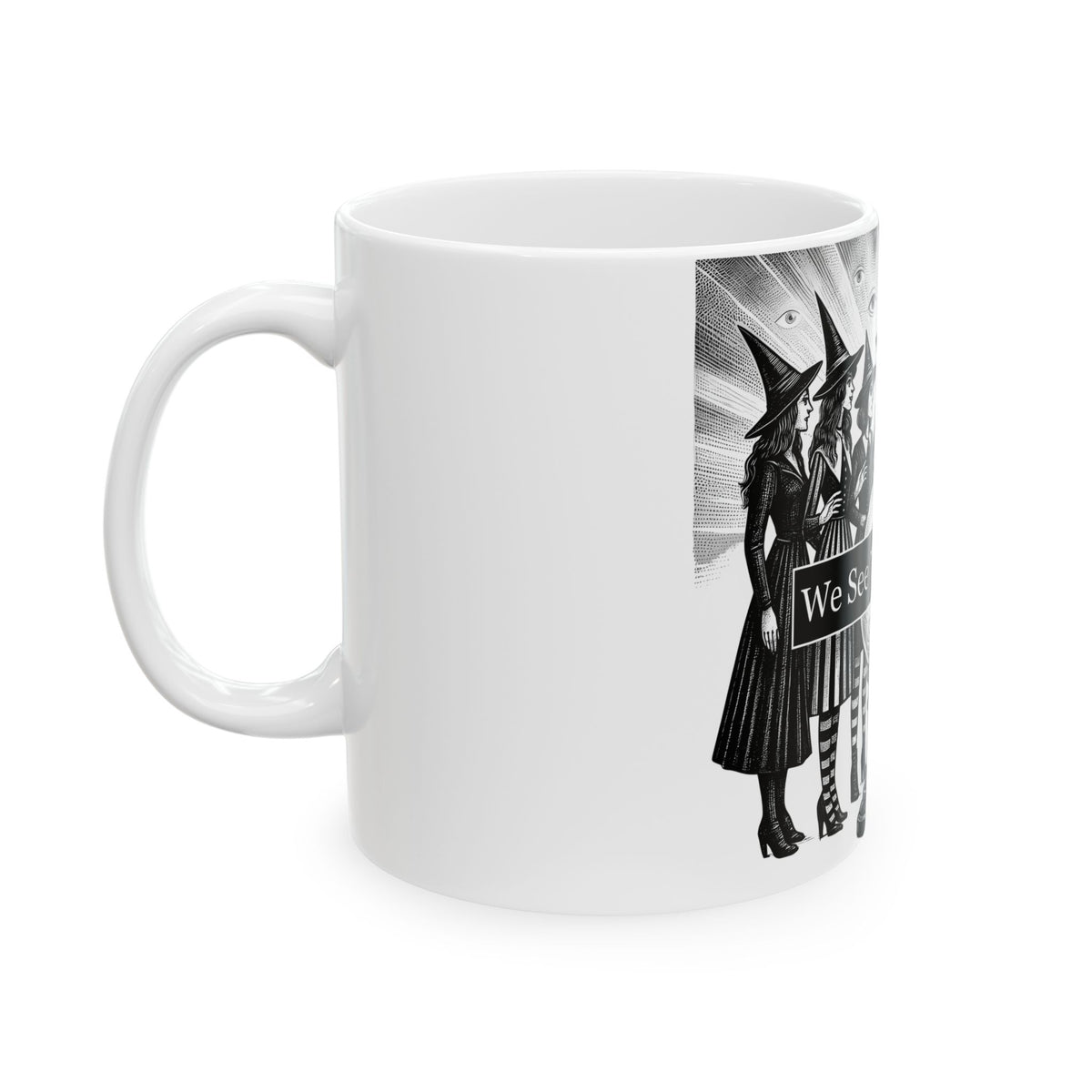 Witches Circle Mug Halloween Supernatural Gift Women Eerie Mug Coven Mug Horror Fan Occult Graphic Mug Classic Fortune Ball Mug