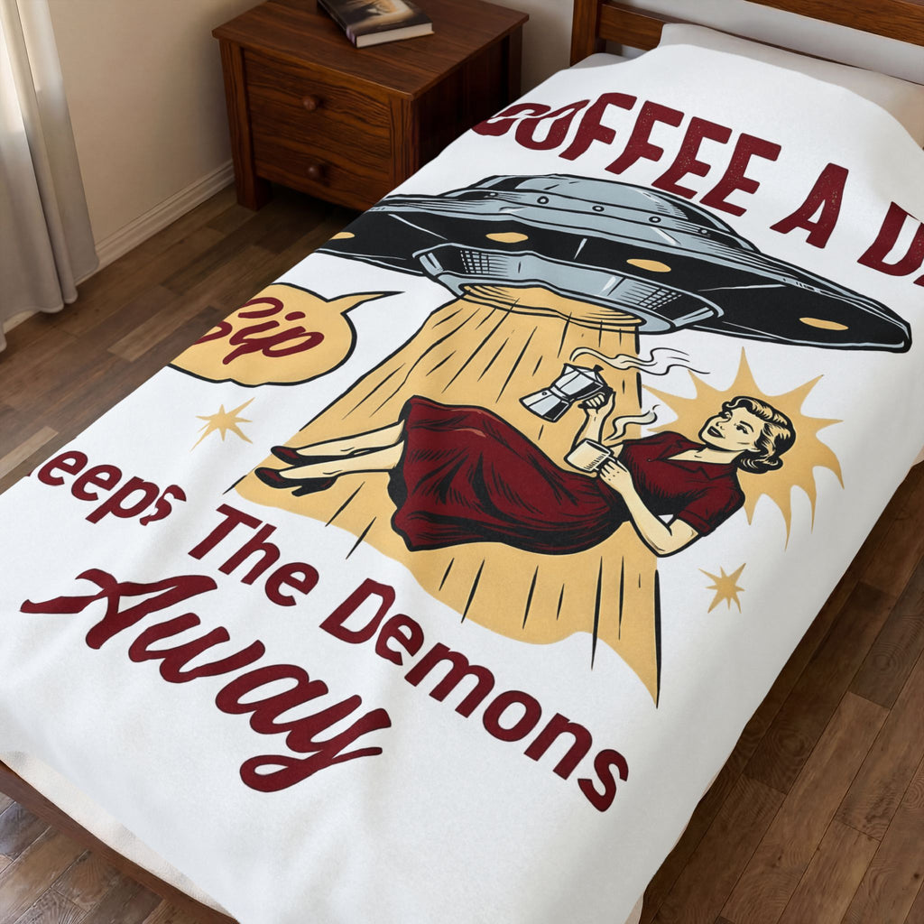 Ufo Coffee Woman Blanket Coffee Alien Gift Women Retro Blanket Alien Blanket Coffee Fan Retro Blanket Extraterrestrial Graphic Vintage Spaceship