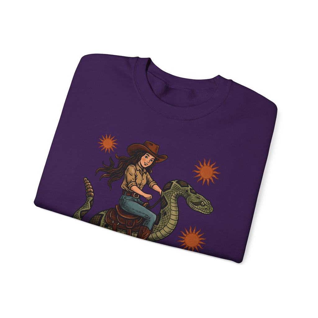 Cowgirl Serpent Sweatshirt Cowgirl Wildlife Gift Women Cowboy Sweatshirt Snake Sweatshirt Rodeo Fan Western Sweatshirt Animal Graphic Retro Sunshine Sweatshirt