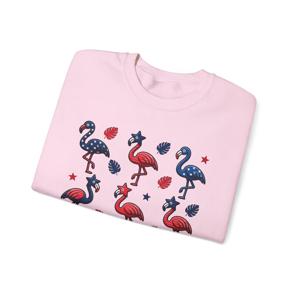 Flag Flamingo Sweatshirt 4th Of July Holiday Gift Women Cartoonish Sweatshirt Flamingo Sweatshirt Independence Day Fan Retro Sweatshirt Celebration Graphic Old