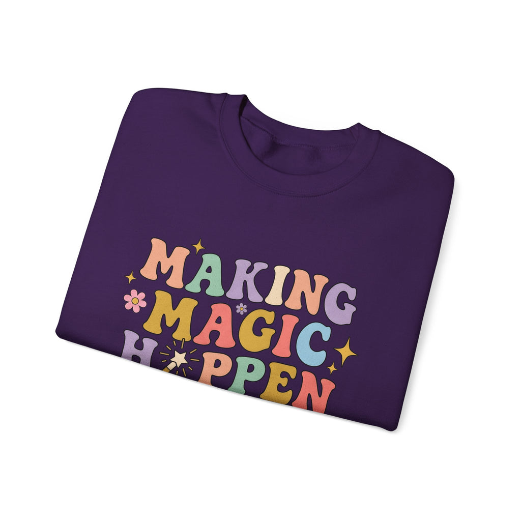 Enchanted Rod Design Sweatshirt Teachers Thanks Gift Women Line Art Sweatshirt Magic Wand Sweatshirt Educator Enthusiast Illustration Graphic Appreciation