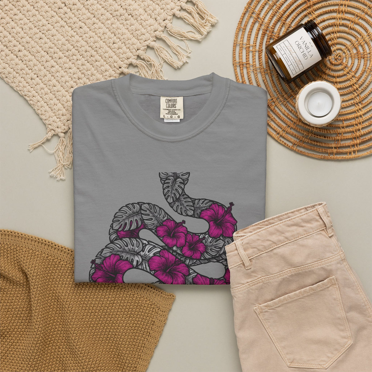 Serpent Flower T-Shirt Boho Chic Spiritual Gift Women Hippie T-Shirt Snake Flower T-Shirt Bohemian Enthusiast Psychedelic T-Shirt Mystical Graphic