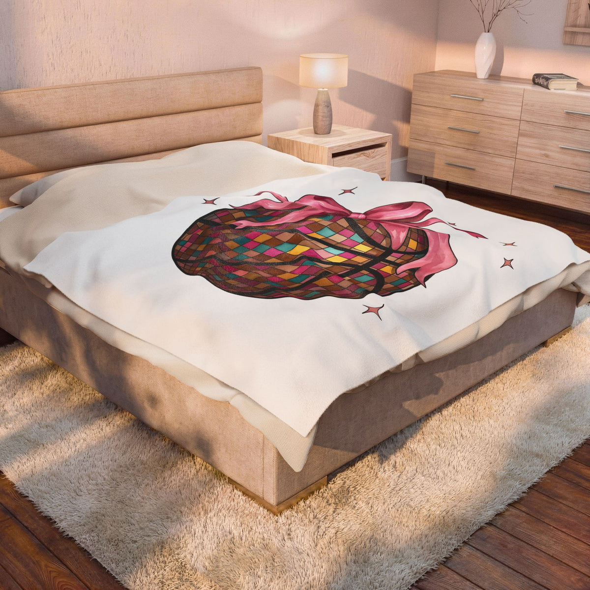Basketball Disco Ball Blanket Moms Sports Gift Women Whimsical Blanket Disco Ball Blanket Mom Fan Whimsy Blanket Athlete Graphic Watercolor Pink