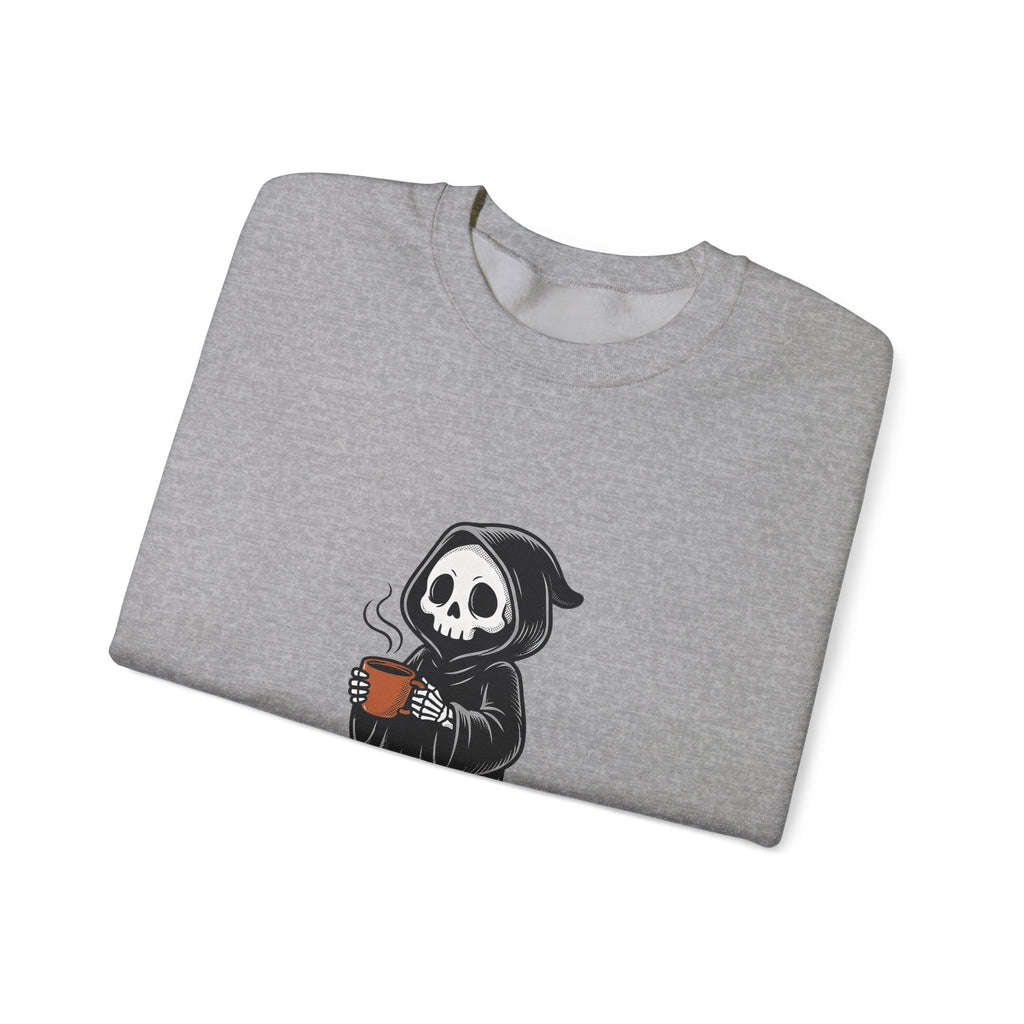 Reaper Skull Sweatshirt Halloween Latte Gift Women Retro Sweatshirt Grim Reaper Sweatshirt Horror Fan Grunge Sweatshirt Coffee Graphic Vintage Sweatshirt Sweatshirt