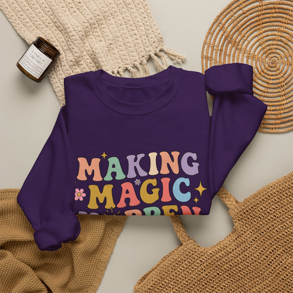 Enchanted Rod Design Sweatshirt Teachers Thanks Gift Women Line Art Sweatshirt Magic Wand Sweatshirt Educator Enthusiast Illustration Graphic Appreciation