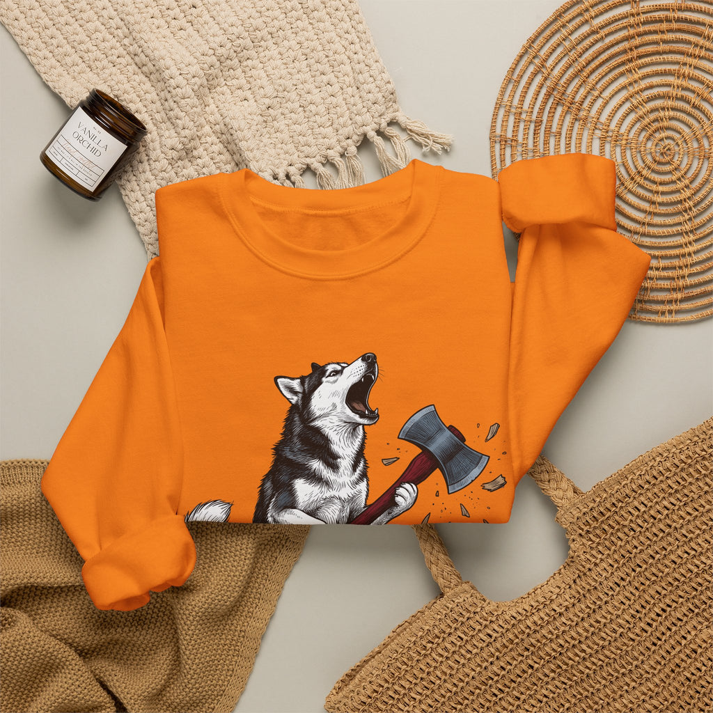 Wolf Dog Sweatshirt Dog Funny Gift Women Line Art Sweatshirt Wolfdog Sweatshirt Dog Fan Illustrated Graphic Sweatshirt Hand Drawn Splitting Axe Sweatshirt