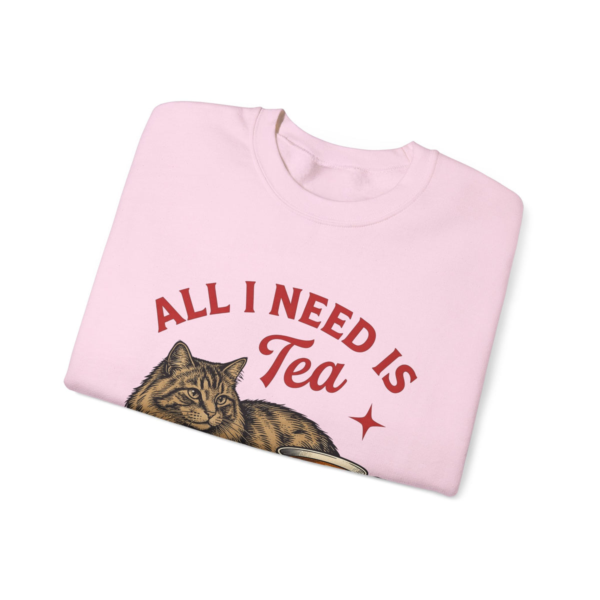 Cat Tea Cup Sweatshirt Cat Tea Gift Women Vintage Sweatshirt Kitty Sweatshirt Feline Fan Retro Sweatshirt Tea Infusion Graphic Hand Drawn Star Sweatshirt
