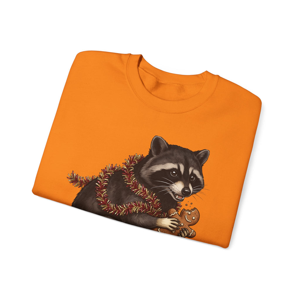 Raccoon Graphic Sweatshirt Christmas Animal Gift Women Cute Sweatshirt Trash Panda Sweatshirt Xmas Fan Wildlife Graphic Illustration Hand Drawn Gingerbread