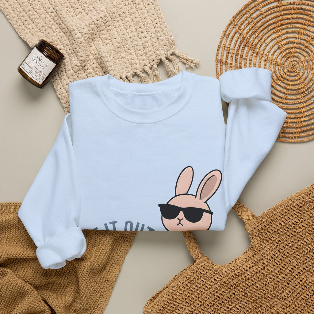 Bunny Sunglasses Sweatshirt Teacher Humor Gift Women Cartoon Sweatshirt Rabbit Shades Sweatshirt Educator Enthusiast Comic Sweatshirt Funny Graphic Minimalist