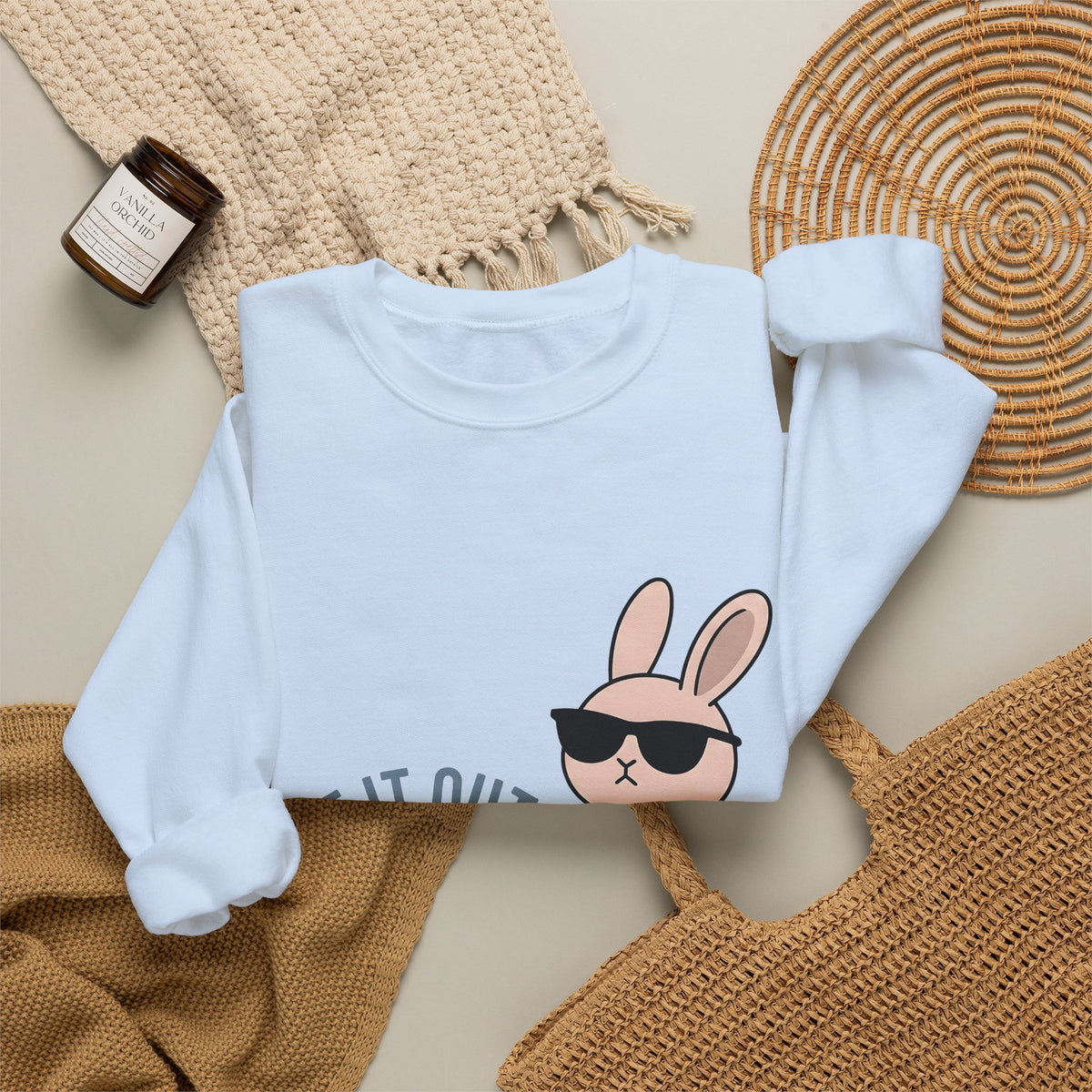 Bunny Sunglasses Sweatshirt Teacher Humor Gift Women Cartoon Sweatshirt Rabbit Shades Sweatshirt Educator Enthusiast Comic Sweatshirt Funny Graphic Minimalist