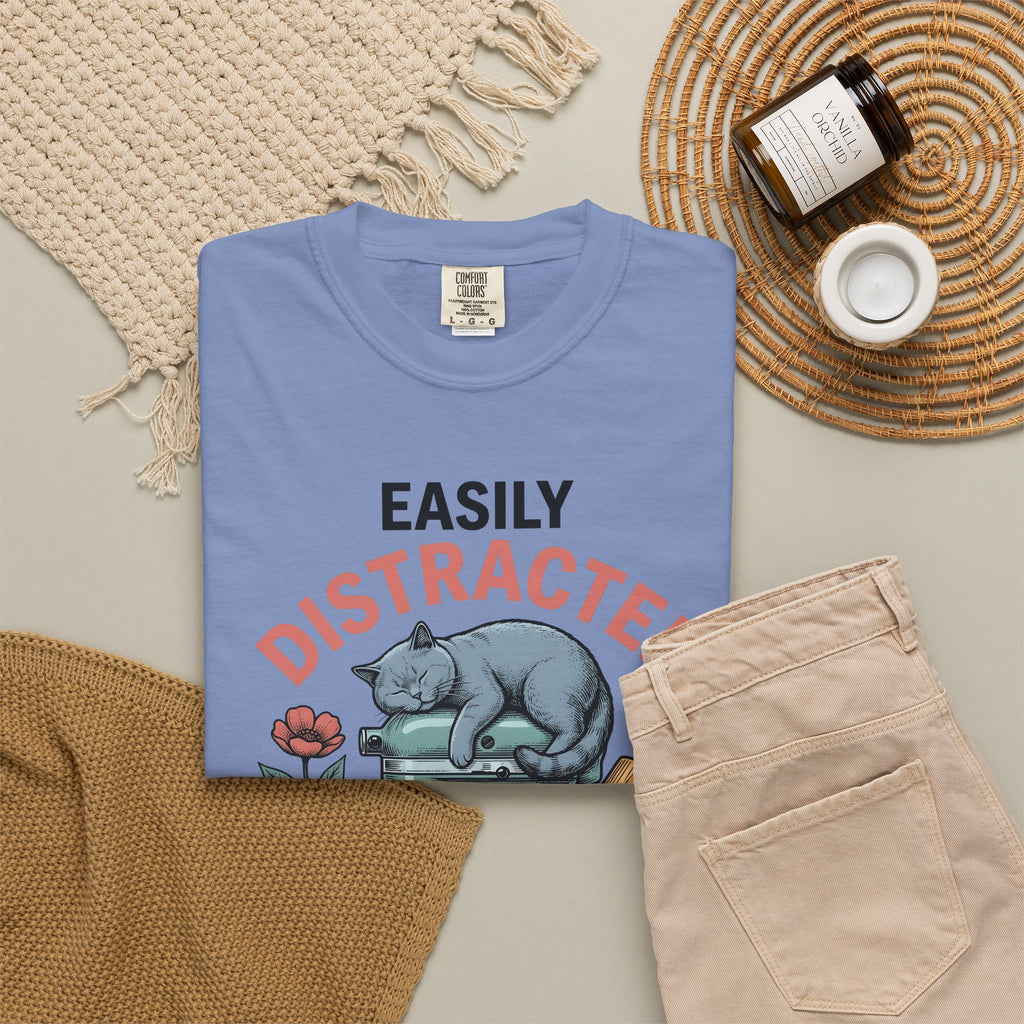 Cat Blender T-Shirt Cat Dessert Gift Women Retro T-Shirt Blender T-Shirt Cat Fan Vintage T-Shirt Pastry Graphic Sketch Blossoms T-Shirt
