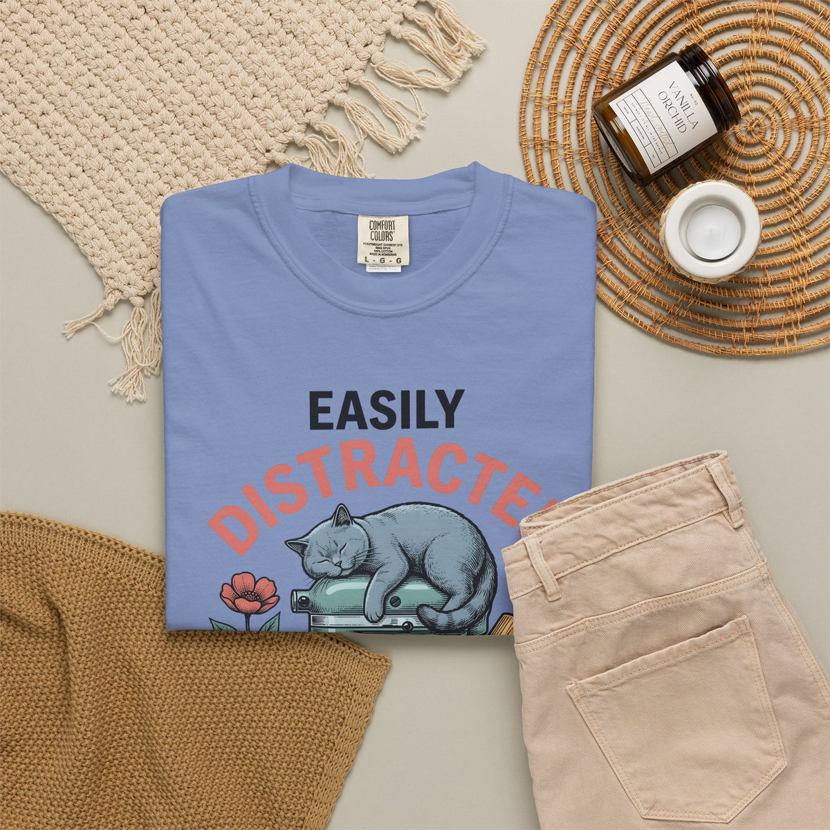 Cat Blender T-Shirt Cat Dessert Gift Women Retro T-Shirt Blender T-Shirt Cat Fan Vintage T-Shirt Pastry Graphic Sketch Blossoms T-Shirt