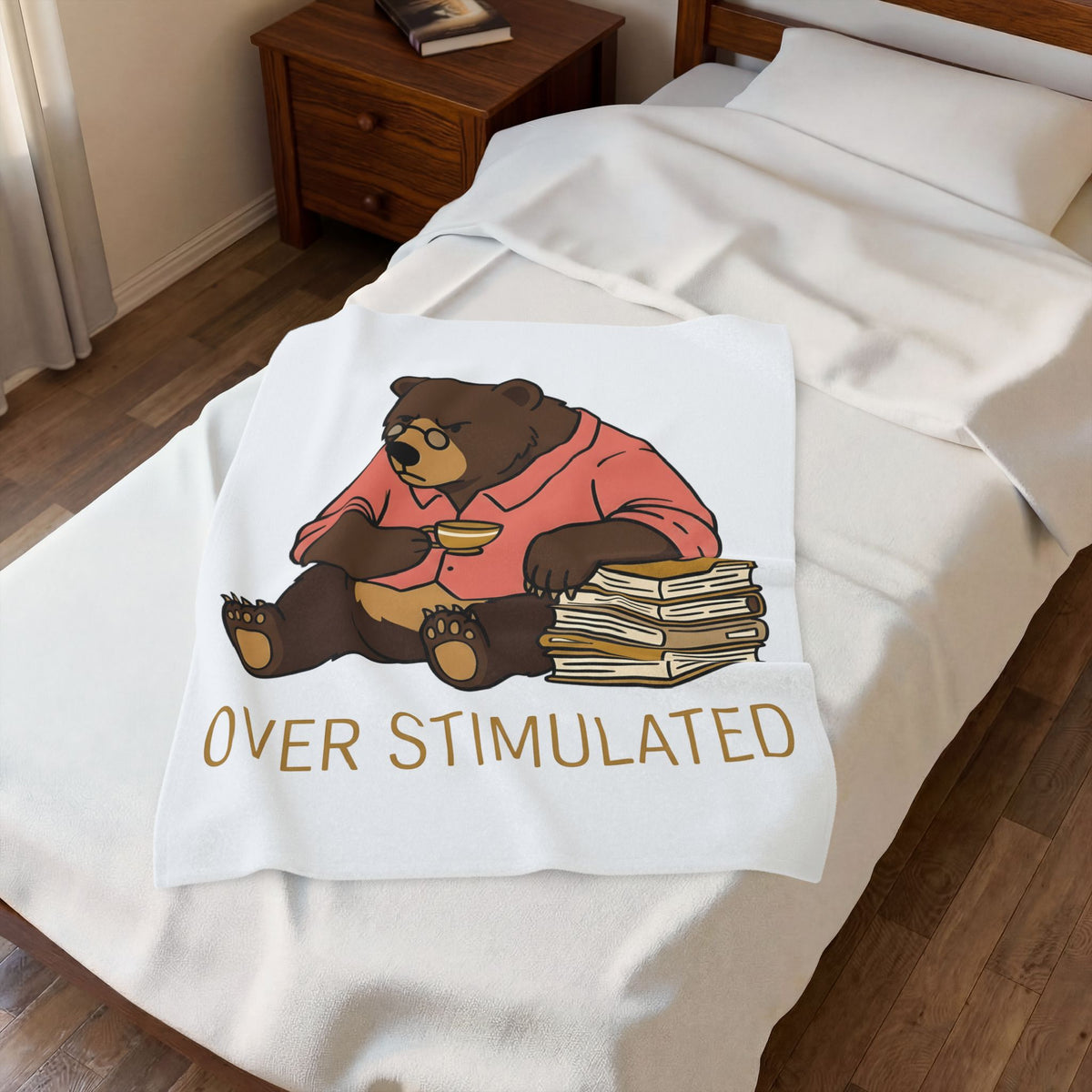 Bear Mocha Blanket Teachers Caffeine Gift Women Illustration Blanket Mocha Blanket Educator Enthusiast Drawing Blanket Caffeine Graphic Doodle