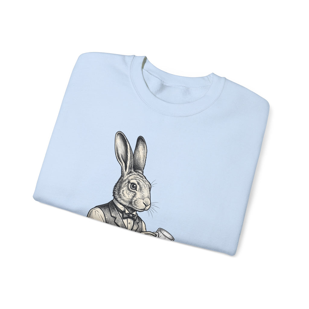 Rabbit Bartender Sweatshirt Animal Bar Gift Women Vintage Sweatshirt Bunny Sweatshirt Pet Fan Retro Sweatshirt Pub Graphic Hand Drawn Playing Card Sweatshirt