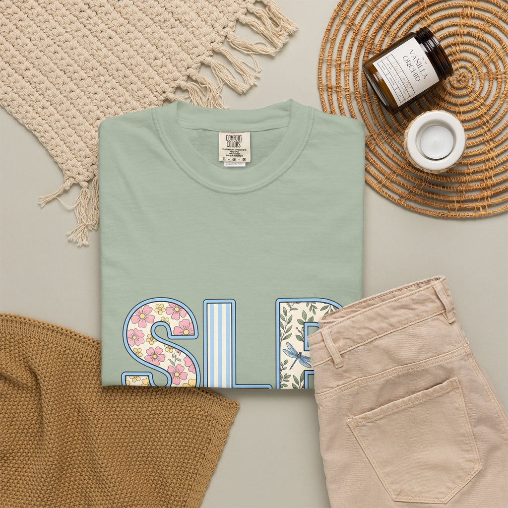 Floral Dragonfly Monogram T-Shirt Speech Therapist Educator Gift Women Whimsical T-Shirt Monogram T-Shirt Speech Pathology Enthusiast Whimsy