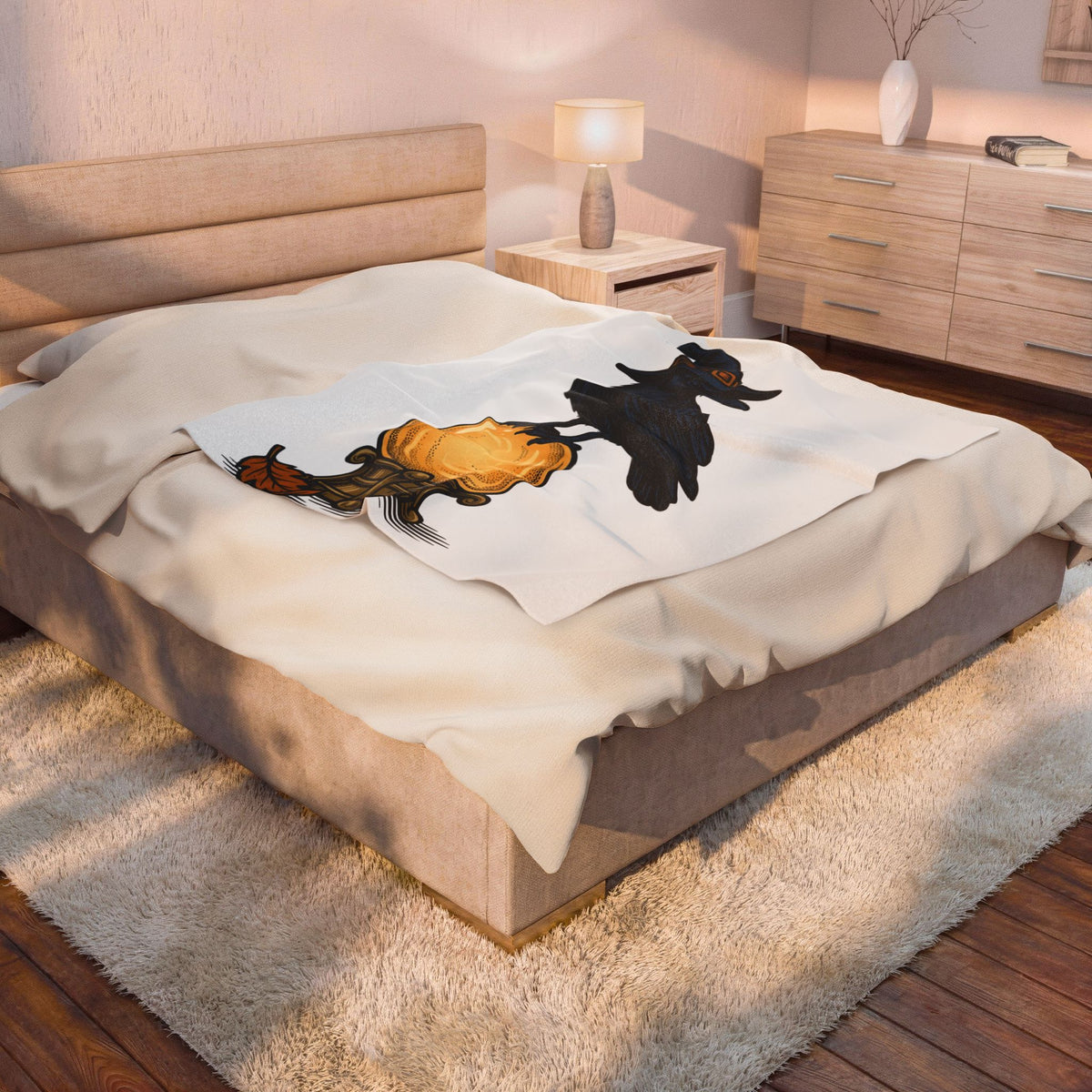 Raven Wizard Hat Blanket Halloween Horror Gift Women Antique Blanket Witch Hat Blanket Spooky Fan Occult Blanket Horror Graphic Ink Fortune Ball