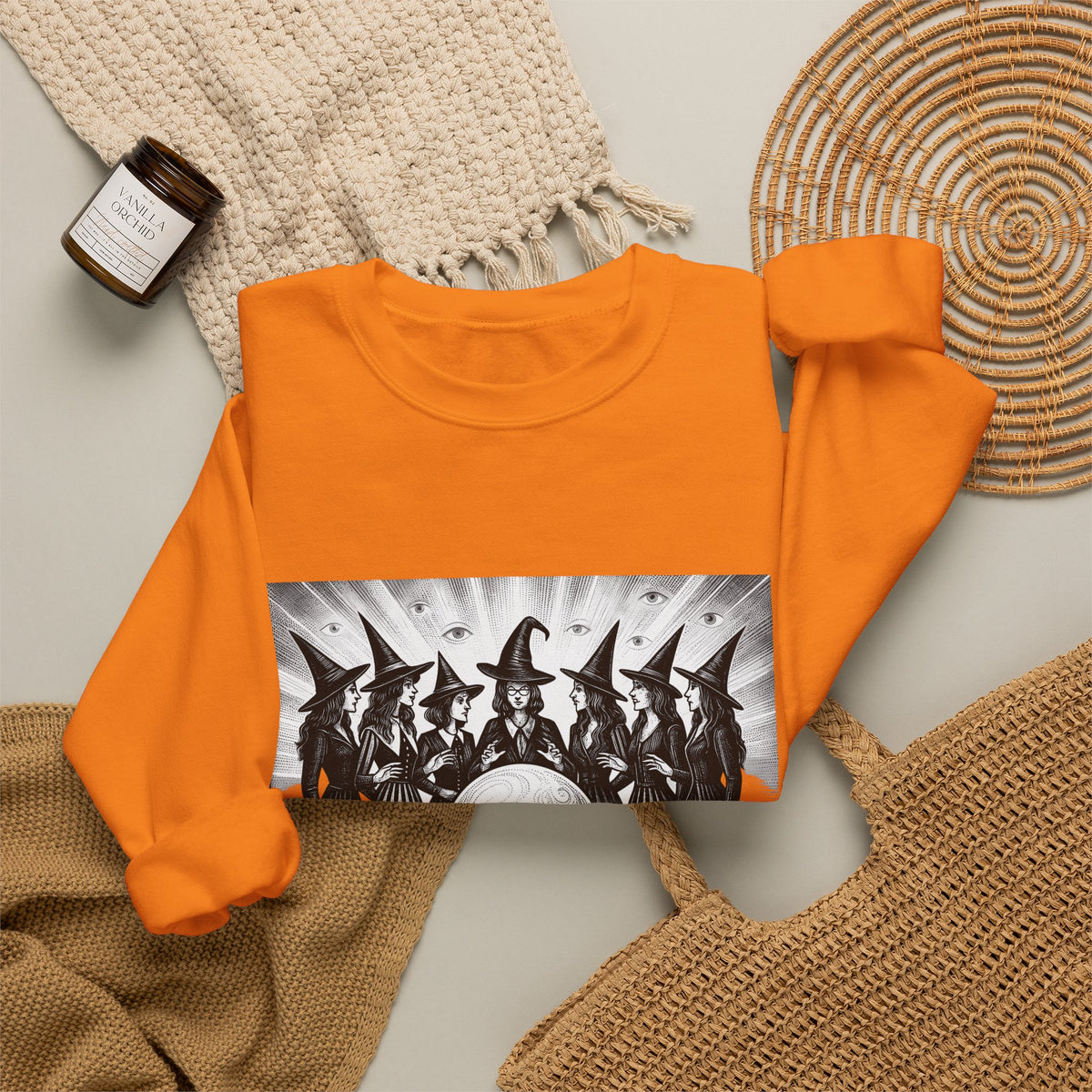 Witches Circle Sweatshirt Halloween Supernatural Gift Women Eerie Sweatshirt Coven Sweatshirt Horror Fan Occult Graphic Sweatshirt Classic Fortune Ball Sweatshirt