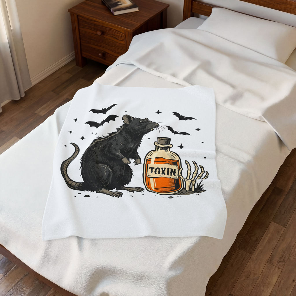 Rodent Brew Blanket Halloween Horror Gift Women Hand Drawn Blanket Mouse Brew Blanket Horror Fan Illustrated Graphic Blanket Macabre Skeletal Hand