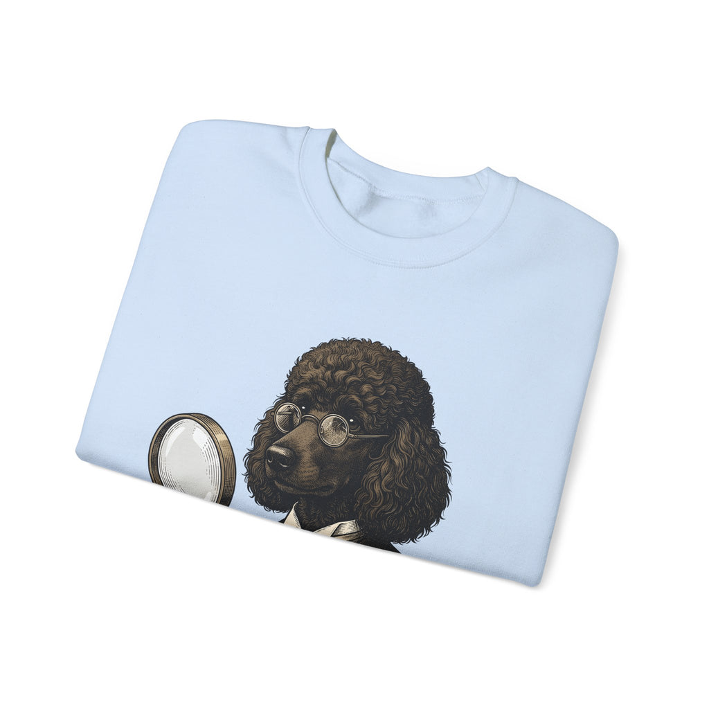 Poodle Detective Sweatshirt Dog Humor Gift Women Vintage Sweatshirt Dog Detective Sweatshirt Dog Fan Canine Comic Graphic Sweatshirt Hand Drawn Magnifying