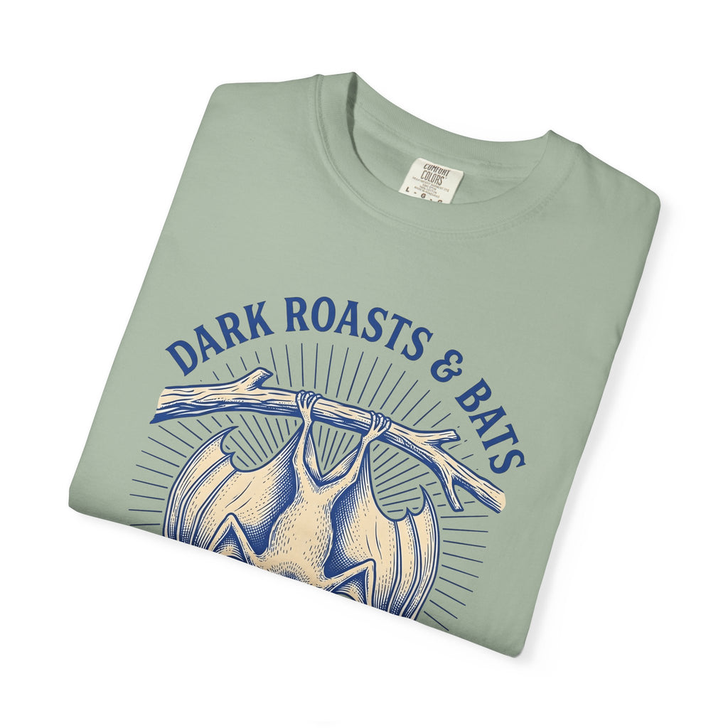 Flying Bat Coffee T-Shirt Coffee Fauna Gift Women Classic T-Shirt Coffee Drink T-Shirt Coffee Fan Wildlife Graphic T-Shirt Line Art Perch Branch