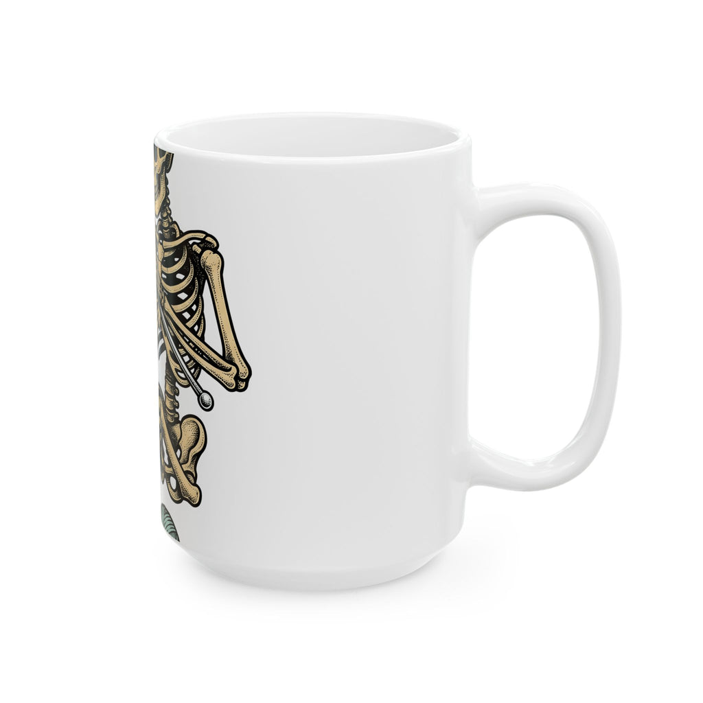 Bones Knitting Mug Halloween Alternative Gift Women Old School Tattoo Mug Skeleton Mug Horror Fan Traditional Mug Gothic Graphic