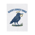 Raven Halo Blanket Funny Animal Gift Women Vintage Blanket Crow Blanket Humor Fan Retro Blanket Creature Graphic Hand Drawn Diamond Ring Blanket
