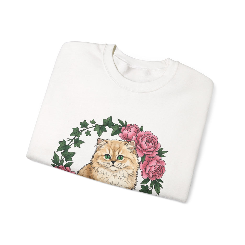 Longhair Cat Cat Blossoms Gift Acrylic Maine Coon Cat Fan Feline Floral Ink Floral Sweatshirt