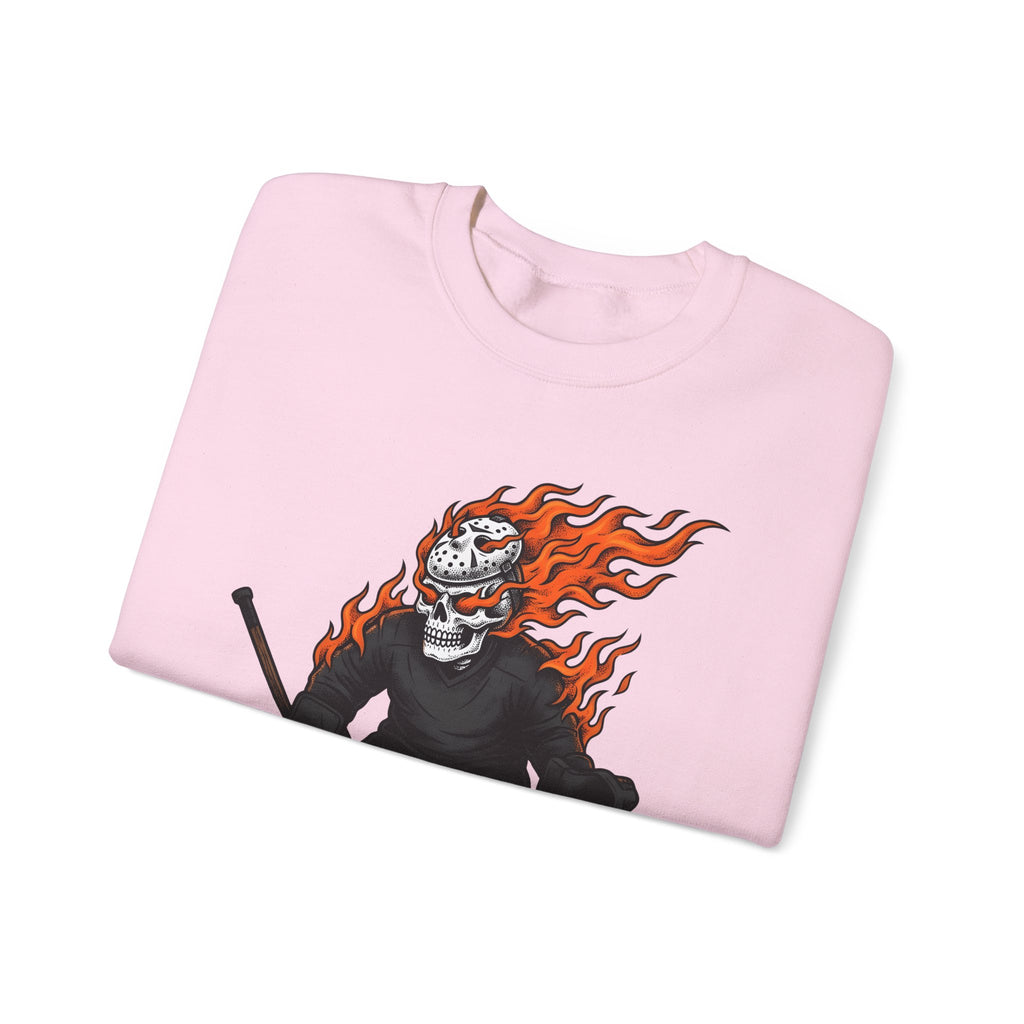 Burning Hockey Goalie Sweatshirt Hockey Skeleton Gift Women Neo Traditional Sweatshirt Goalie Sweatshirt Hockey Fan Hockey Player Sweatshirt Bone Graphic Old