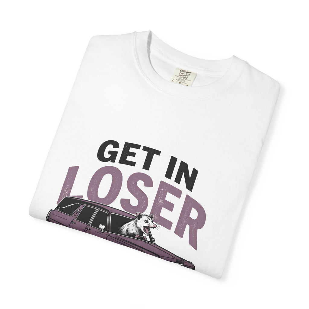 Opossum Hearse T-Shirt Funny Critter Gift Women Historic T-Shirt Hearse T-Shirt Humor Fan Vintage T-Shirt Animal Graphic Classic Automobile T-Shirt