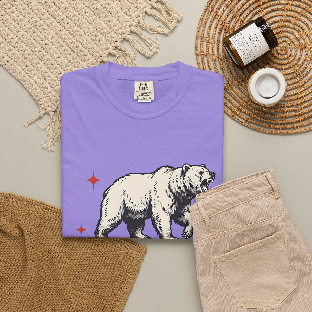 Grizzly Bear T-Shirt Bear Animal Gift Women Vintage T-Shirt Ursa T-Shirt Bear Fan Grizzly Graphic Retro Star T-Shirt