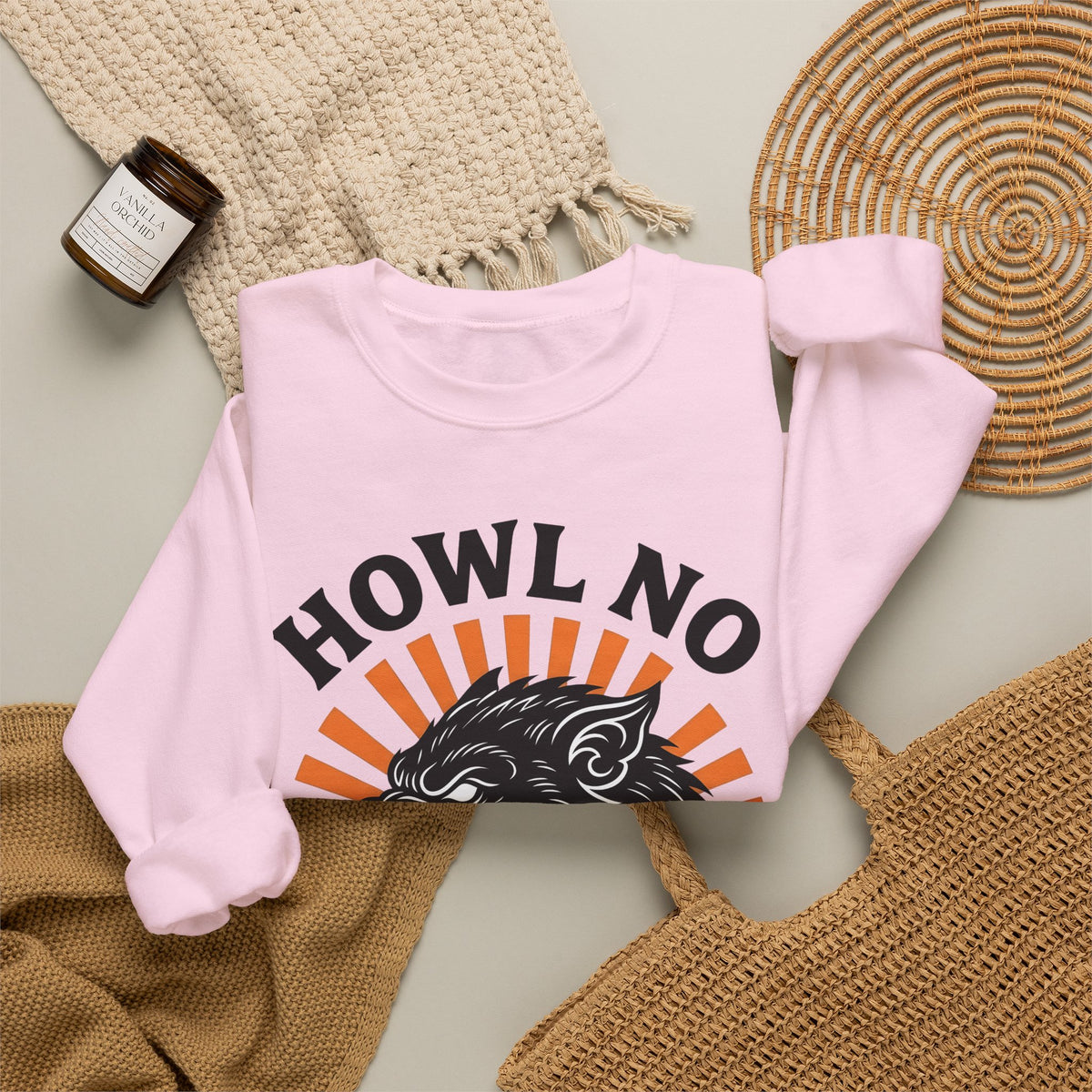 Wolf Face Halloween Scary Gift Werewolf Horror Fan Creepy Retro Sunburst Sweatshirt