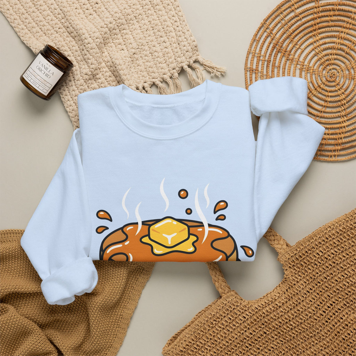 Pancake Stack Desserts Breakfast Gift Cartoon Pancakes Sweets Fan Cartoony Morning Bold Syrup Sweatshirt